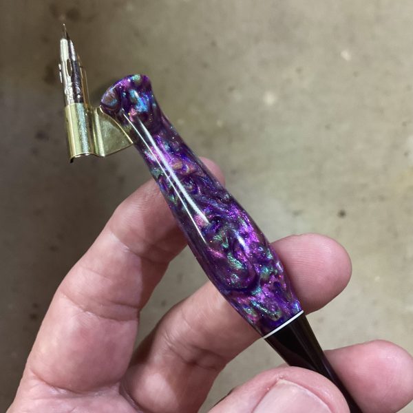 "Purple Pandemonium" Professional Handmade Oblique Calligraphy Pen - Image 2