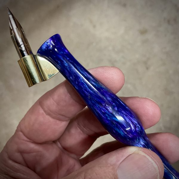 "Blurple" (blue/purple) Handmade Professional Calligraphy Pen (oblique) - Image 2