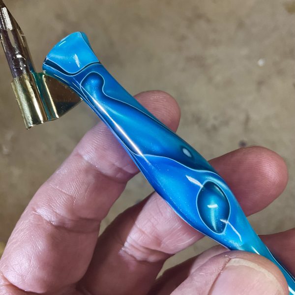 "Sweet Baby Blue" Acrylic Oblique, handmade professional calligraphy pen - Image 3