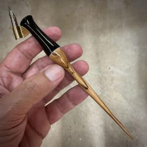 "Black-Tipped Olivewood" Handmade Oblique Pen